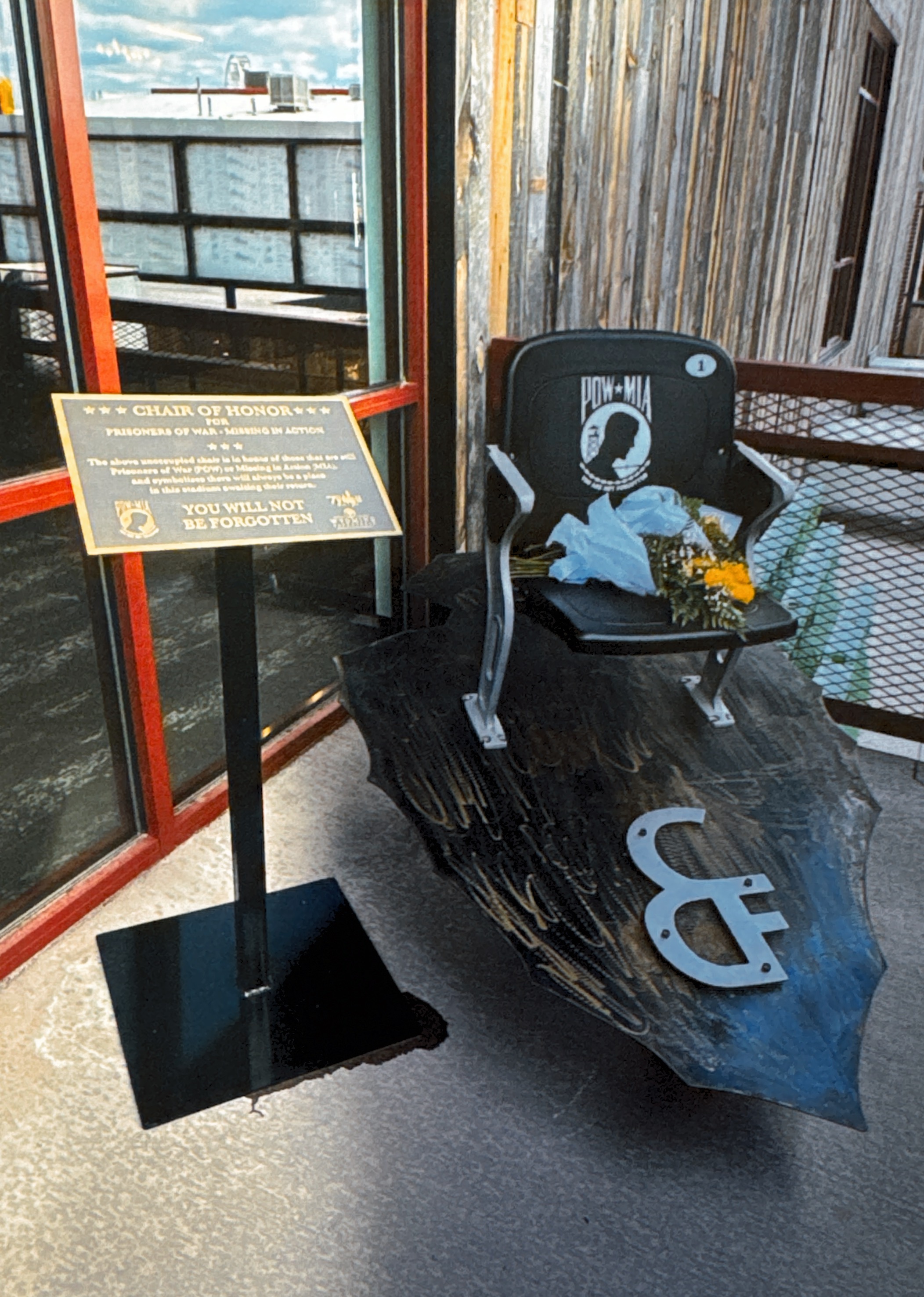 POW-MIA Chair of Honor presented to CFD on July 29, 2022 by “Veterans Remembrance Memorial”