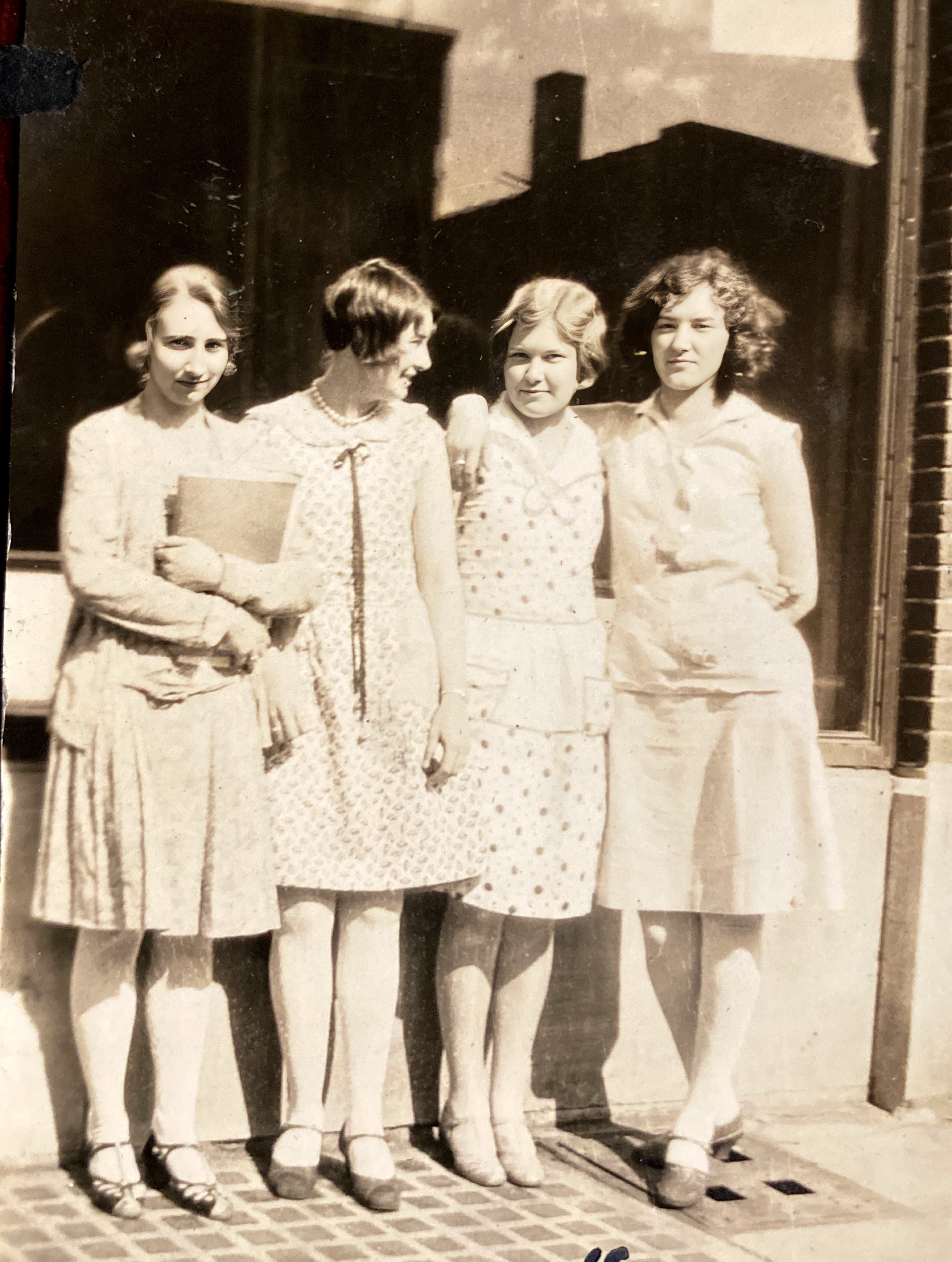 Dorothy Thoen 2nd from the right and her fellow students at Hamilton Business College. 1929.